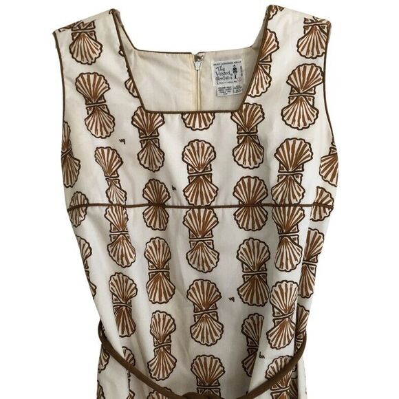 Vested Gentress Shift Dress Womens M 12 Sleeveless VTG Hand Screened Shell Print - Picture 3 of 15